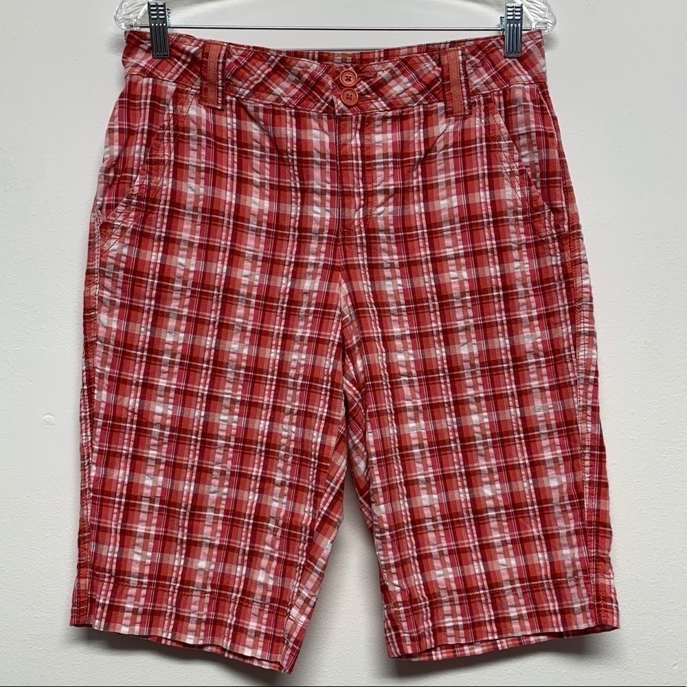 French Cuff Size 6 Pink White Red Women's Golf Bermuda Plaid Shorts